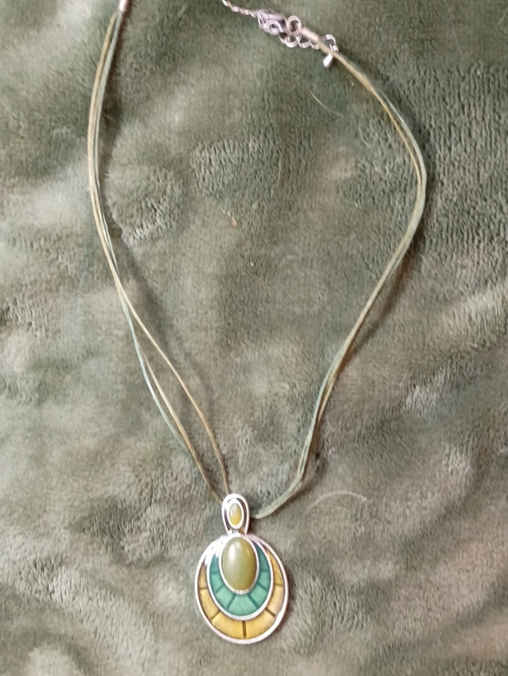 Lia Sophia Olive and Mustard Tiered Enamel Pendant Necklace